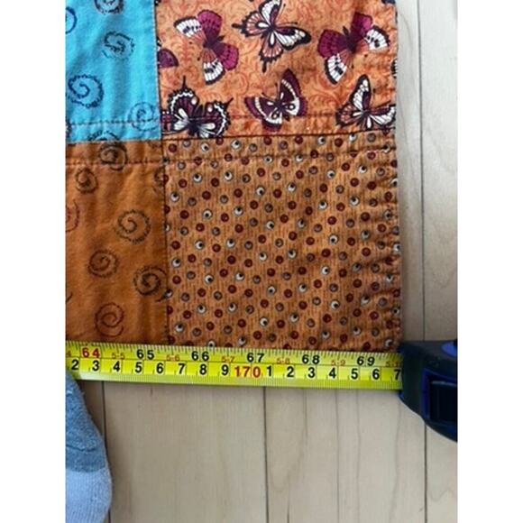 Decorative table runner with butterflies and other patterns, orange and blue - Picture 6 of 7